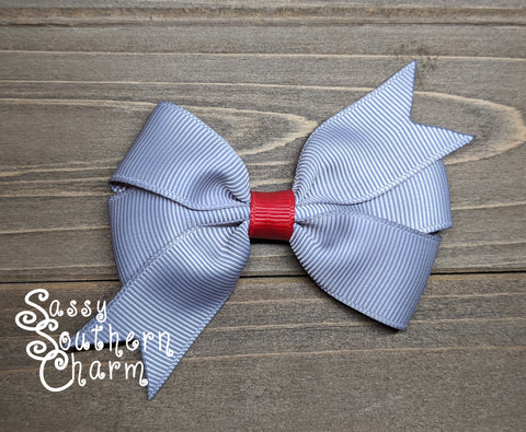 Silver and Red Mini Bow