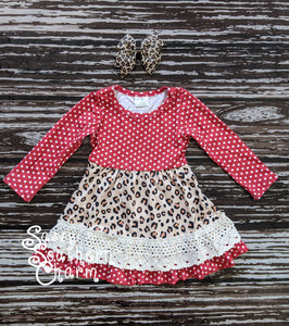 Red Polka Dot Leopard Dress