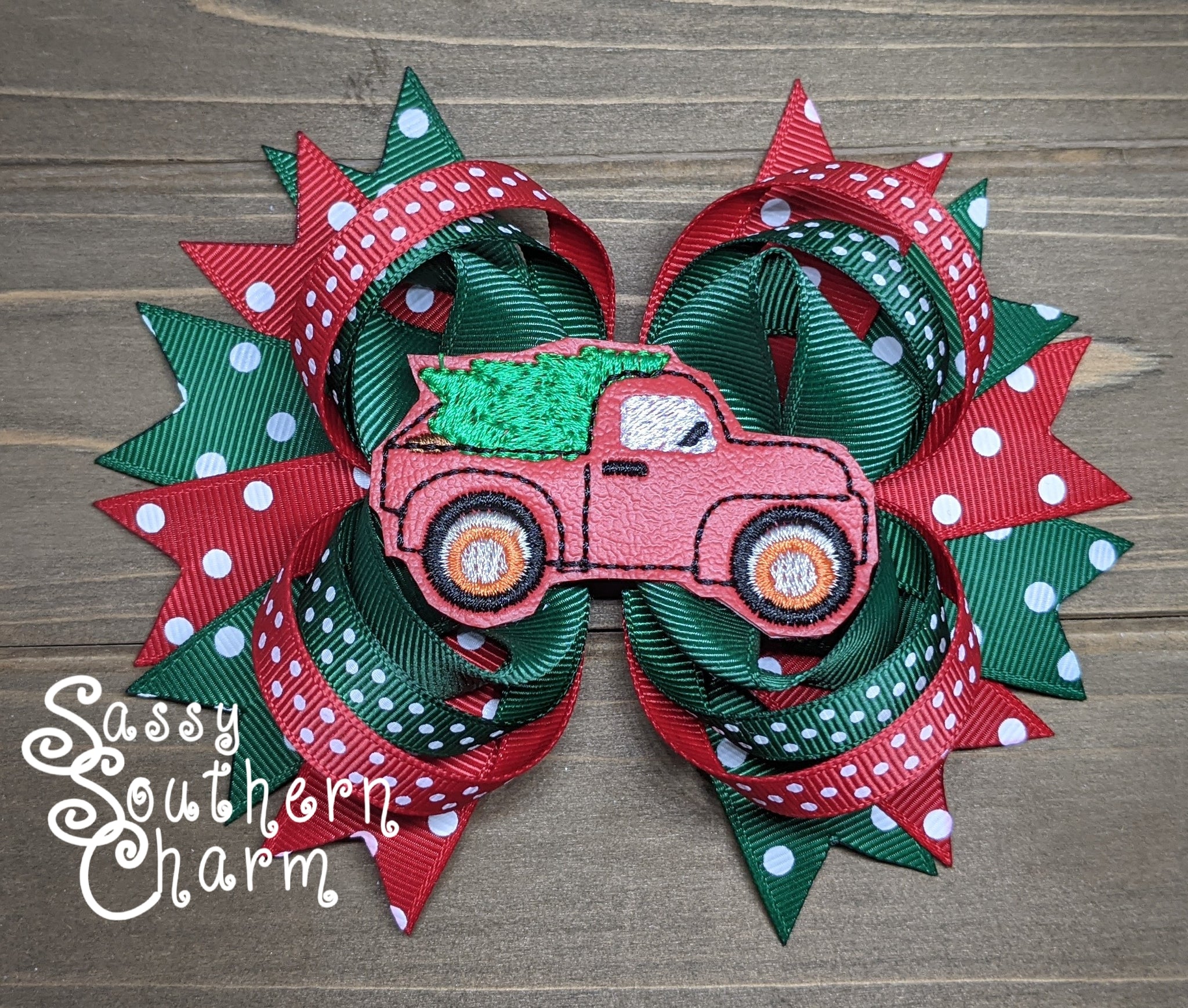 Red Truck Feltie Stacked Bow