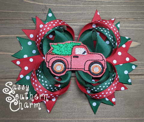 Red Truck Feltie Stacked Bow