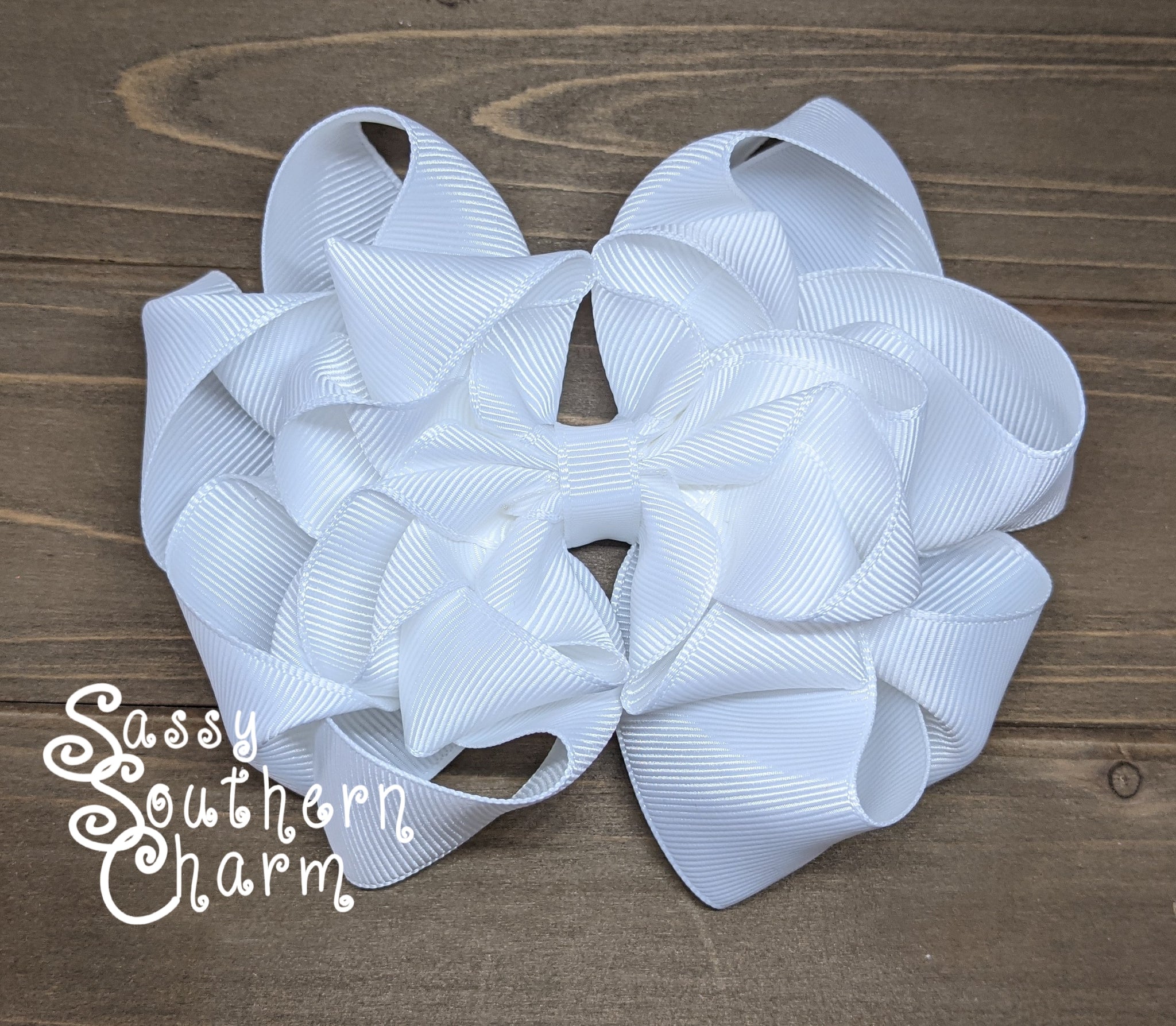 All White Double Stacked Octopus Bow