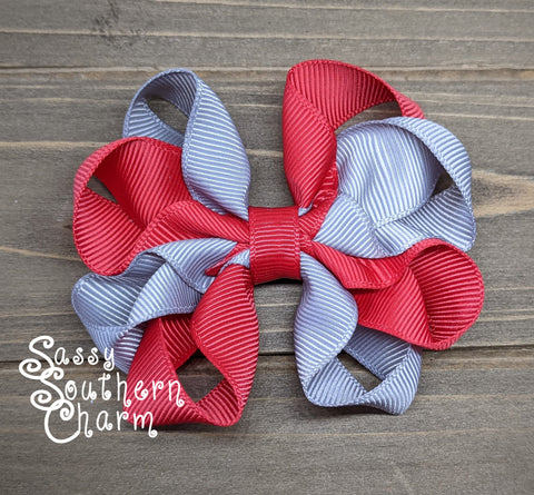 Red/Gray Octopus Bow