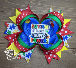 Autism Super Power Stacked Bow