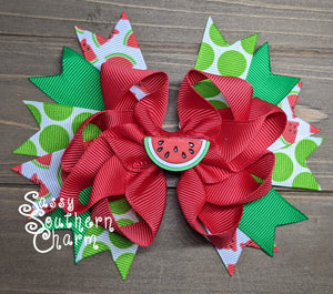 Watermelon Stacked Bow