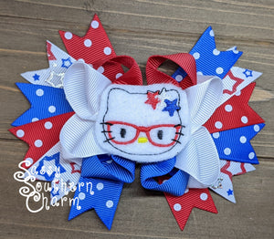 Patriotic Kitty Stacked Bow