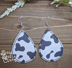 Embroidered Cow Print Earrings