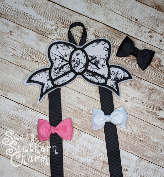 Embroidered Bow Holder- "Zoe"