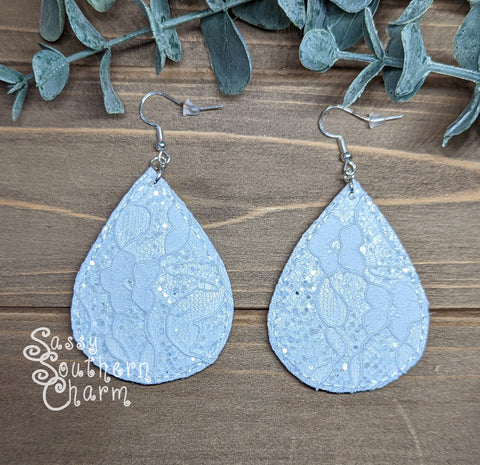 White Lace Embroidered Earrings