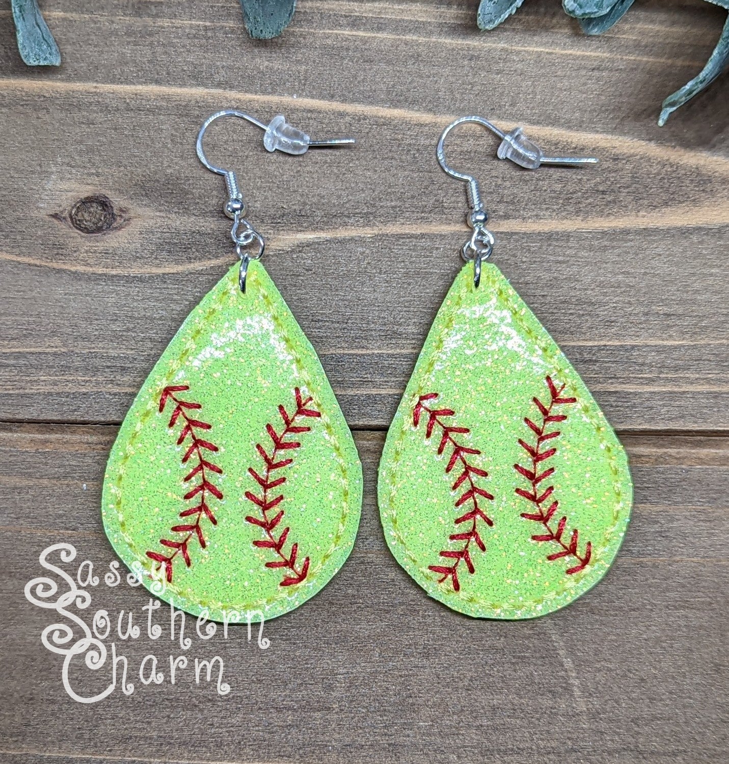 Embroidered Softball Earrings